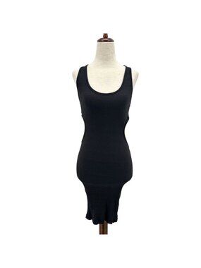 Bershka Womens Small Dress Mini Cut Out Ribbed Sleeveless Fitted Black Party